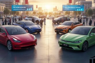 Tesla sales decline 2026, BYD vs Tesla EV sales, U.S. EV tax credit ended, electric car market slowdown, Tesla robotaxi news